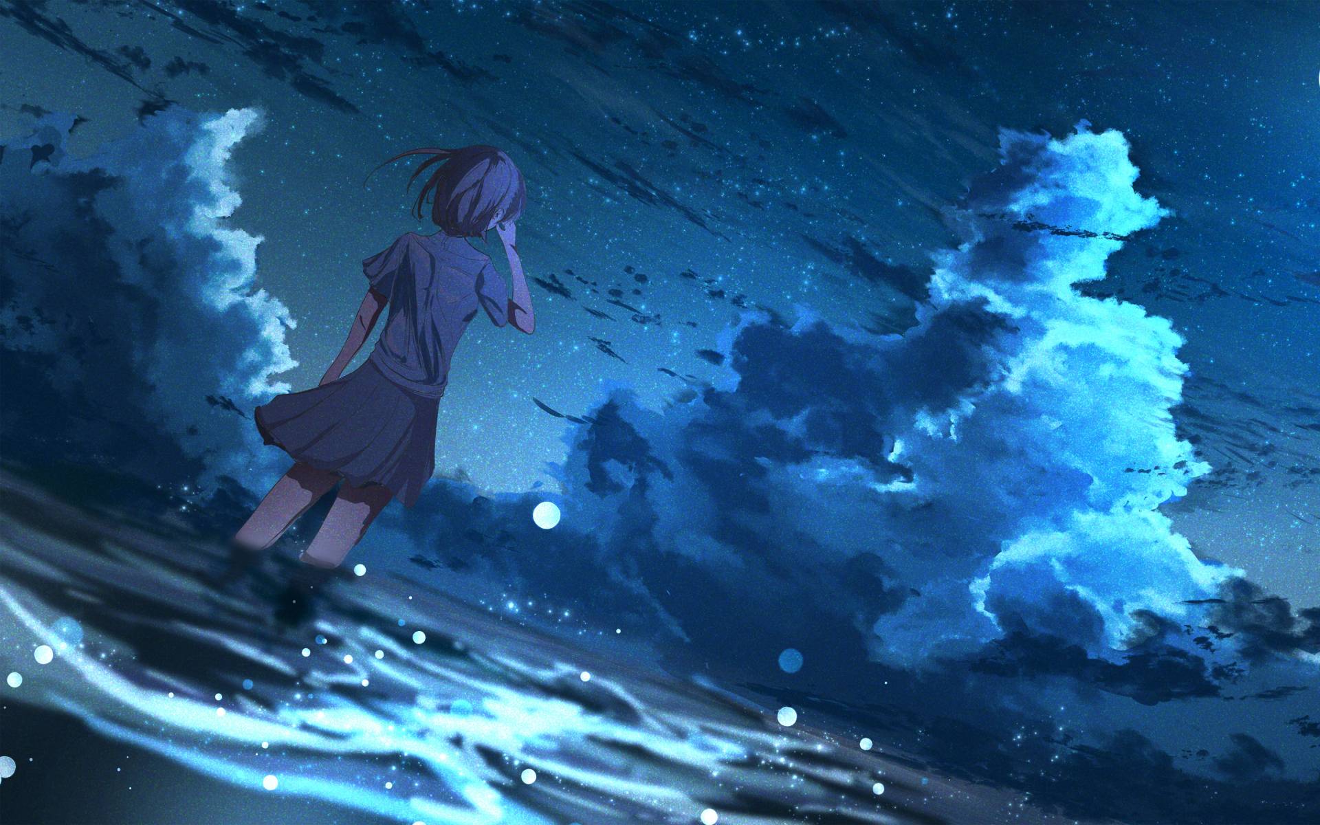 1920x1200 Anime Girl in Half Moon Night 4K 1200P Wallpaper, HD Anime 4K Wallpaper, Image, Photo and Background