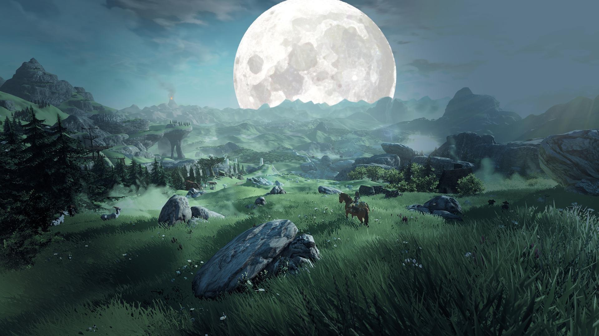 1920x1080 1920x1080 landscape green fantasy art moon the legend of zelda wallpaper JPG 335 kB