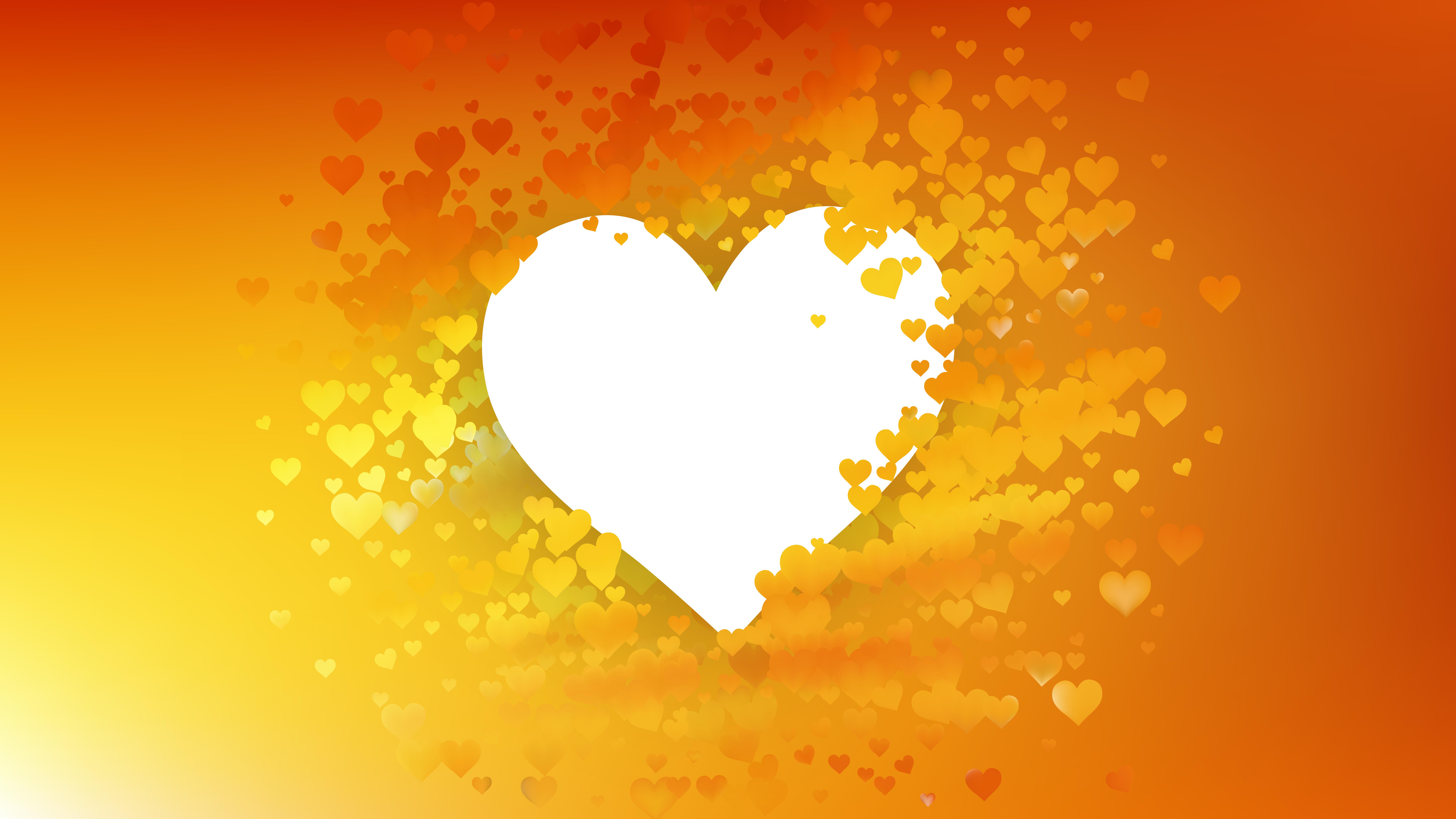8000x4500 Free Orange and Yellow Heart Wallpaper Background Image