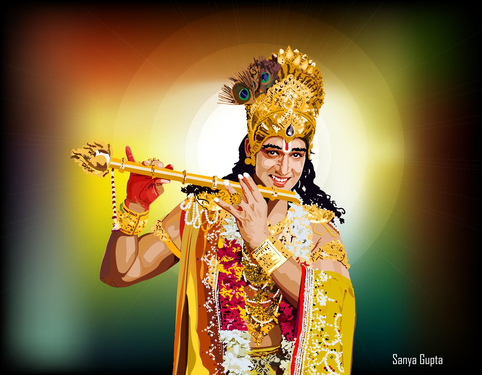 1852x1440 Vector tracing shree krishna, Sanya Gupta