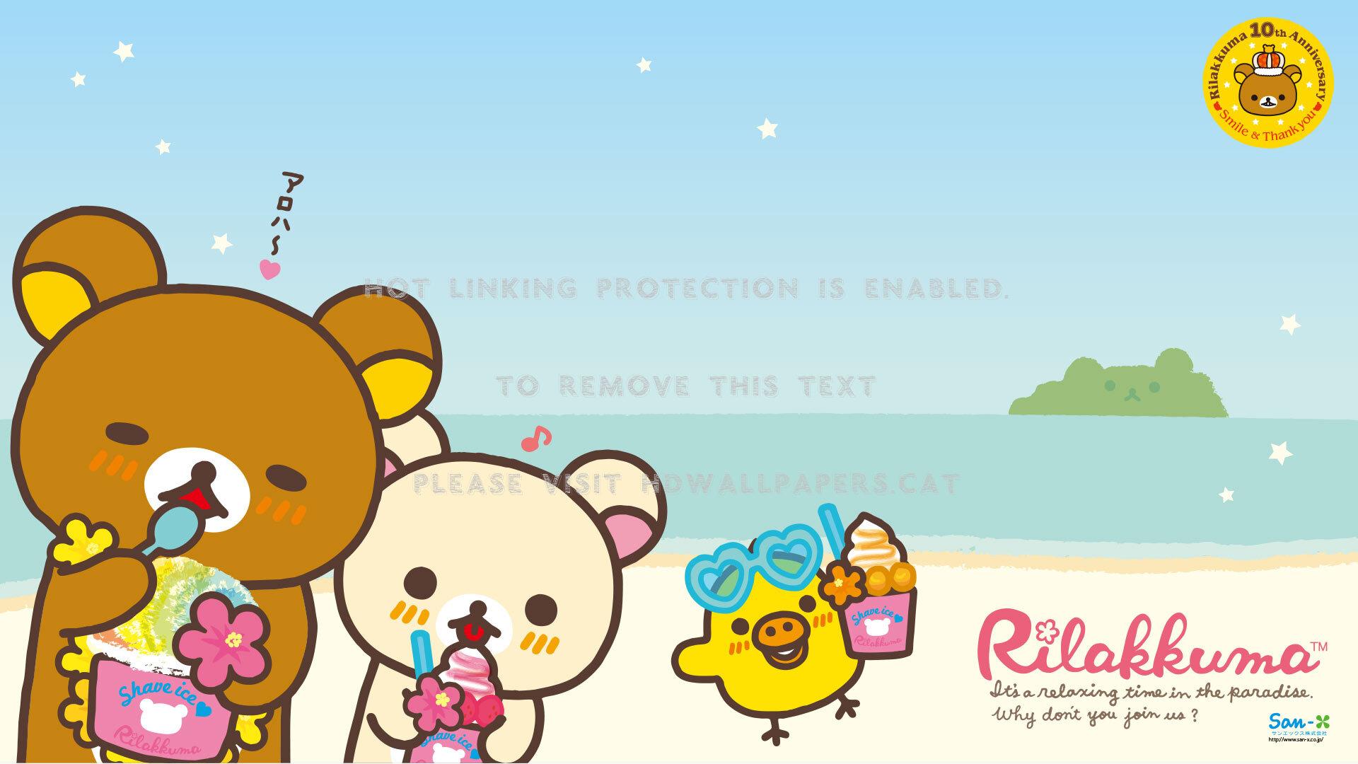 1920x1080 beach rilakkuma korilakkuma kawaii cute