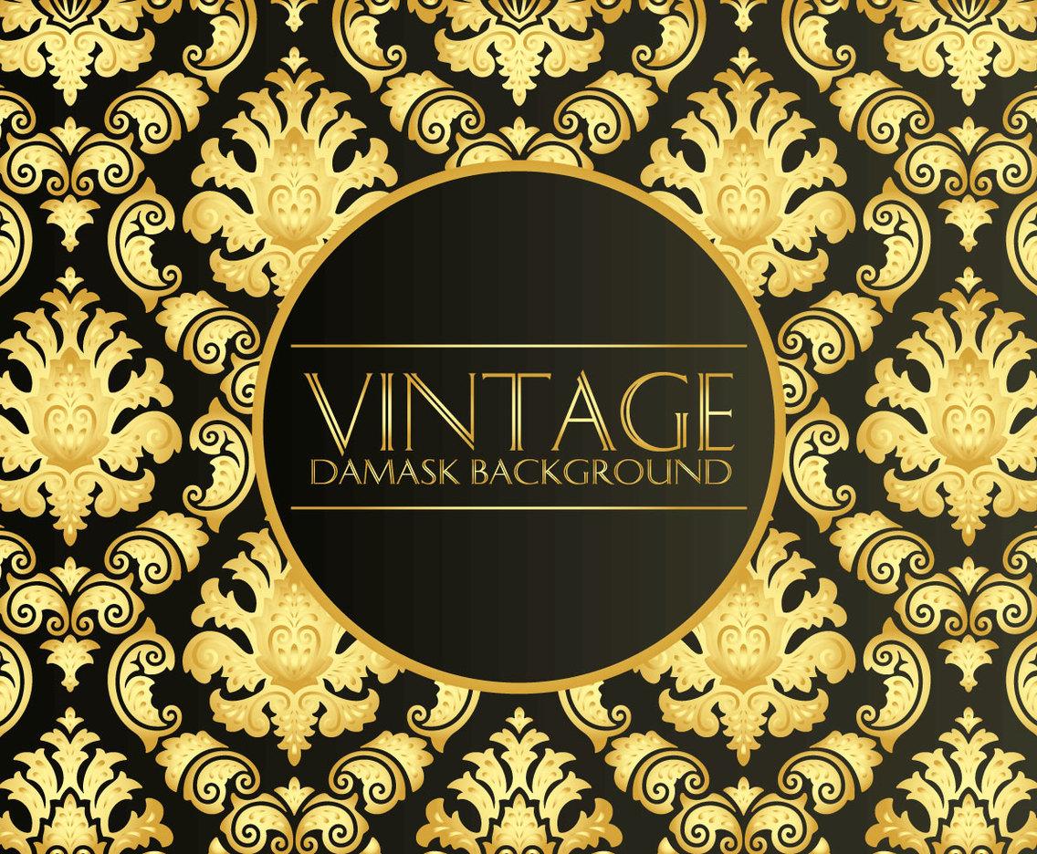 1136x936 Elegant Black Gold Vintage Damask Vector Art & Graphics