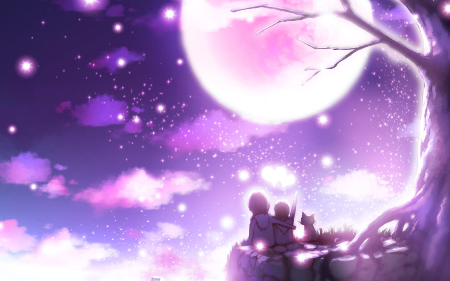 1440x900 Romantic moonlight wallpaper