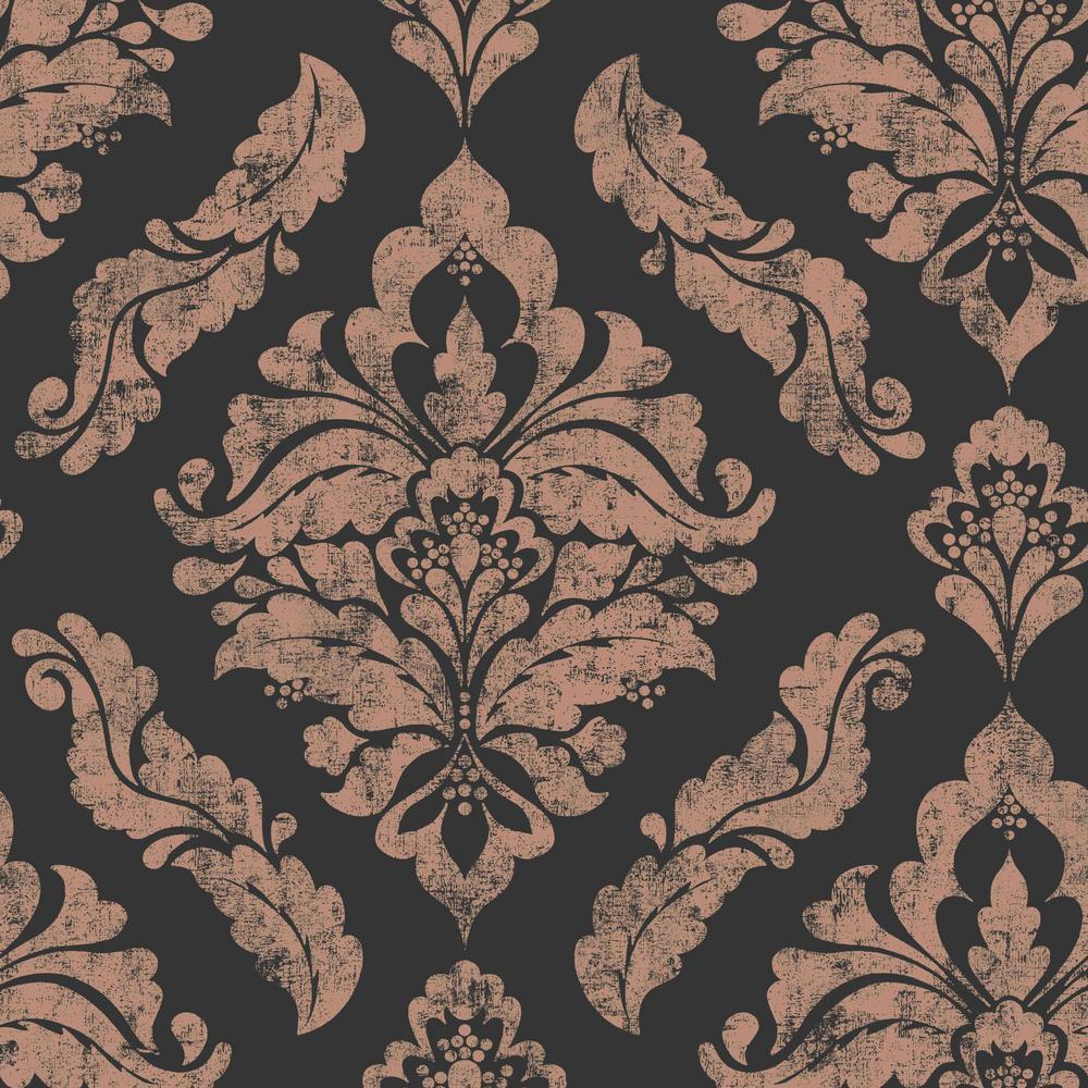 1000x1000 Graham & Brown Damaris Black Rose Gold Wallpaper Sample 10426294 Home Depot
