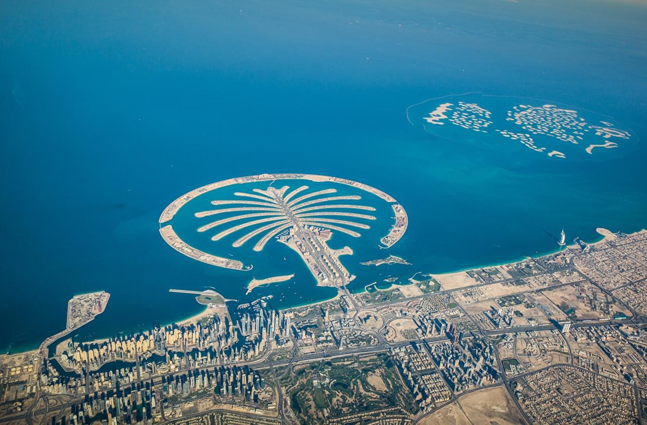 1280x842 Photo Dubai Palm Jumeirah Island From above Cities