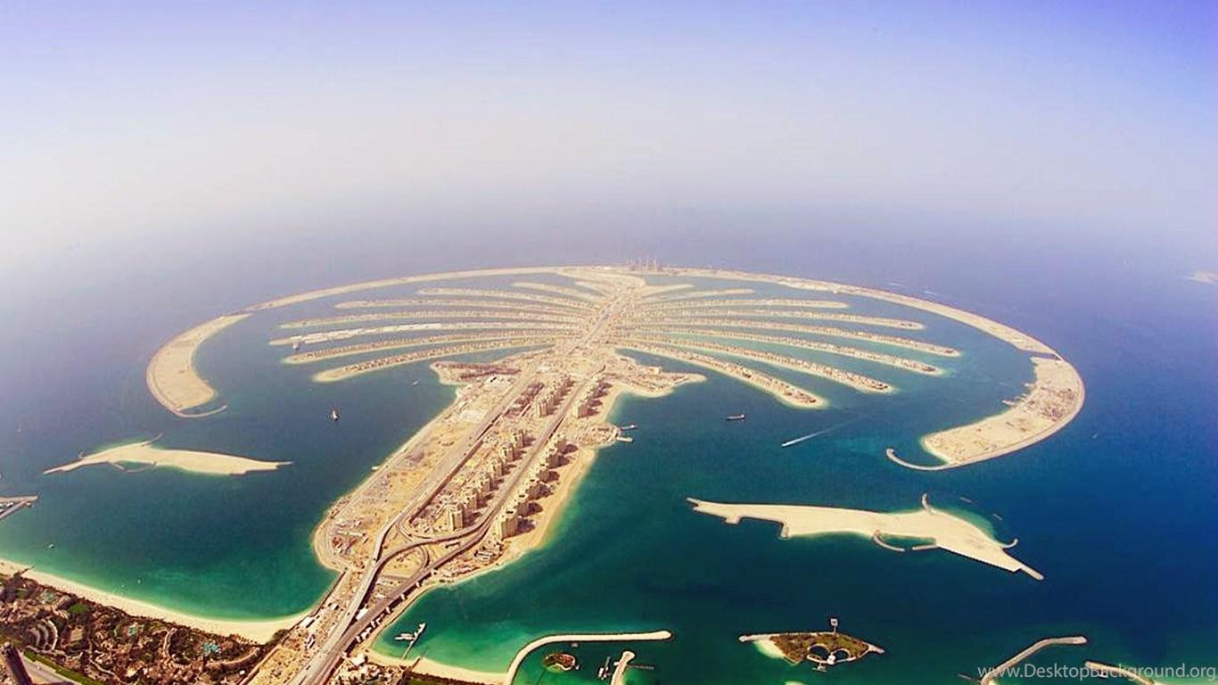 1366x768 Dubai Palm Island Wallpaper Desktop Background