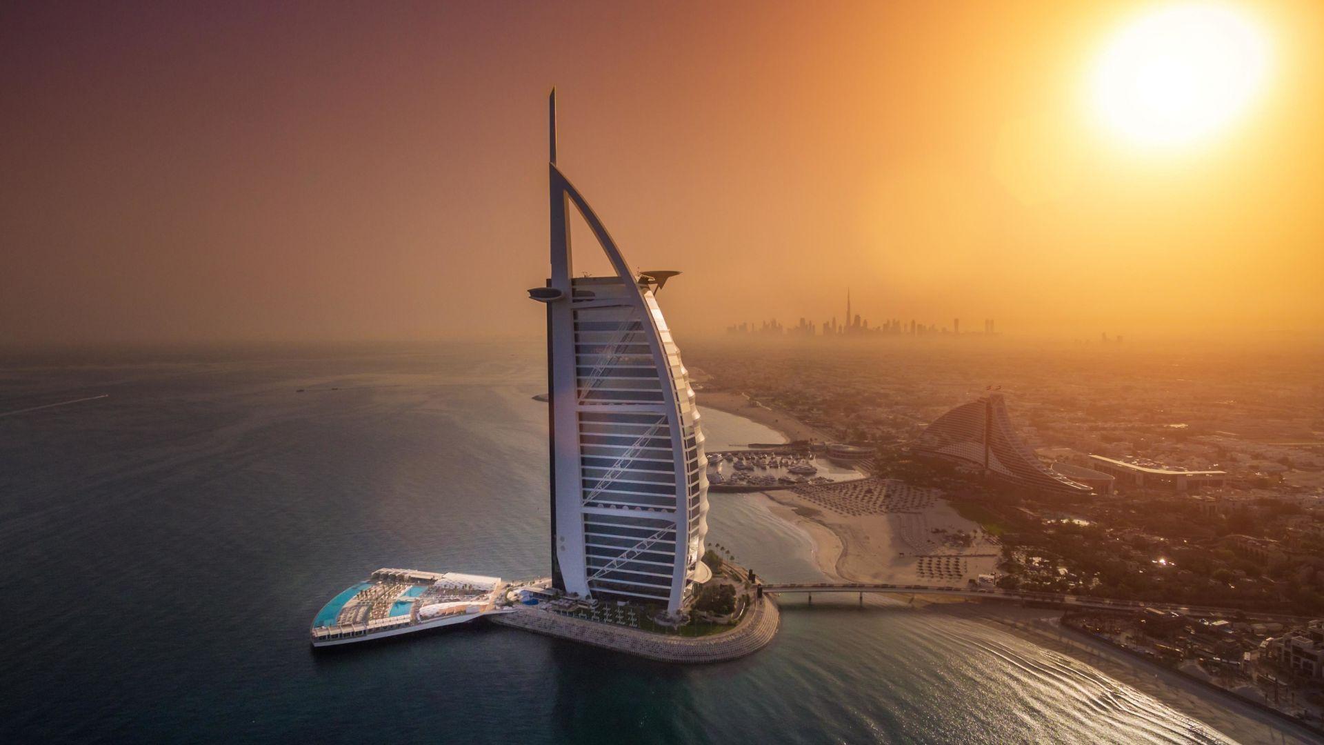 1920x1080 Desktop wallpaper cityscape, aerial view, dubai, burj al arab, HD image, picture, background, f4068f