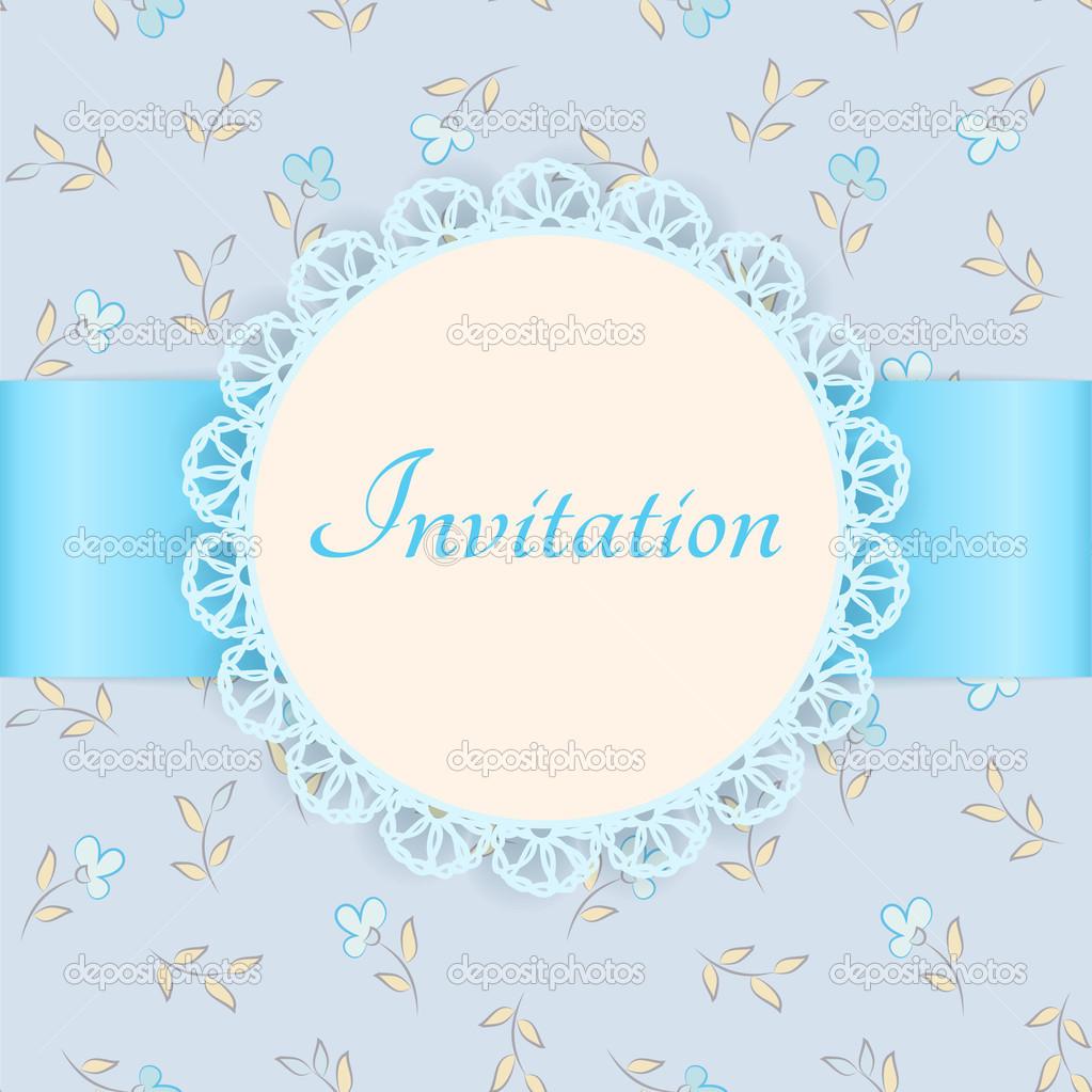 1023x1023 Depositphotos_24120661 Vector Lace Frame With Blue Ribbon On Floral Background Vintage Invitation Card Floral Background—seamless Pattern. HD Wallpaper, HD Image, HD Picture