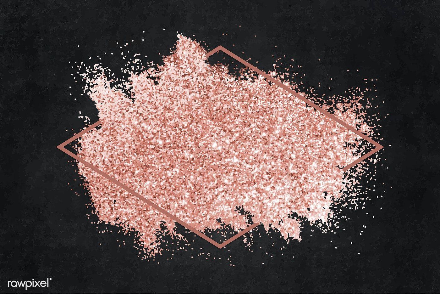1400x934 Pink gold glitter with a rhombus frame on a black background vector. free image by raw. Gold glitter background, Gold wallpaper background, Rose gold background