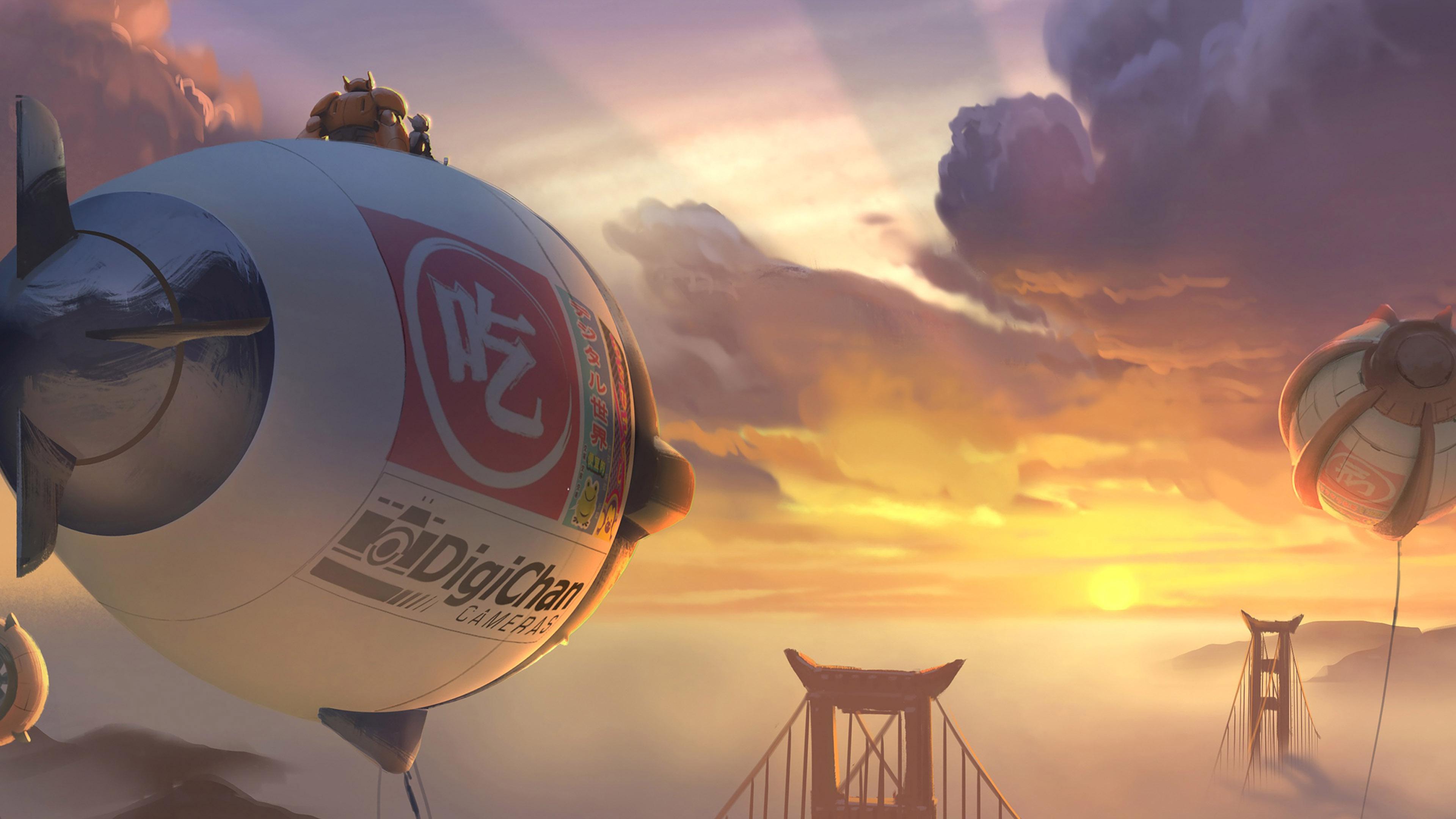 3840x2160 wallpaper for desktop, laptop. big hero 6 fly air disney art illust