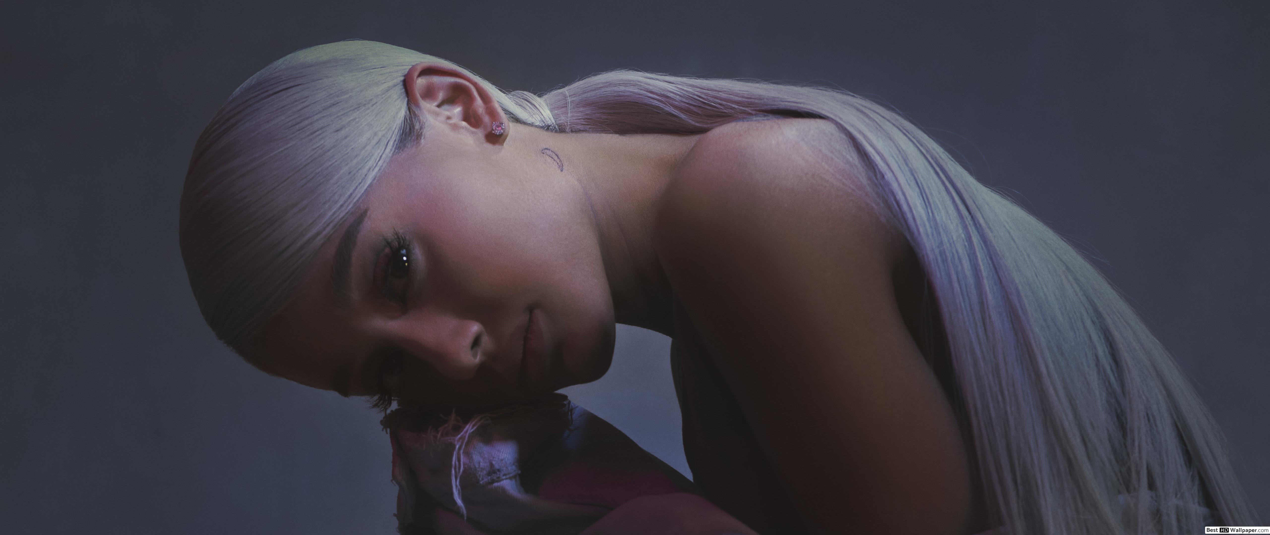 5120x2160 Ariana Grande long blonde ponytail HD wallpaper download