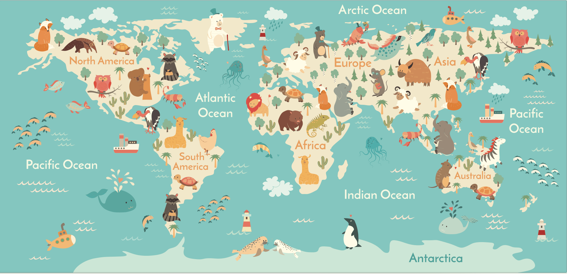 1864x902 World Map Desktop Wallpaper