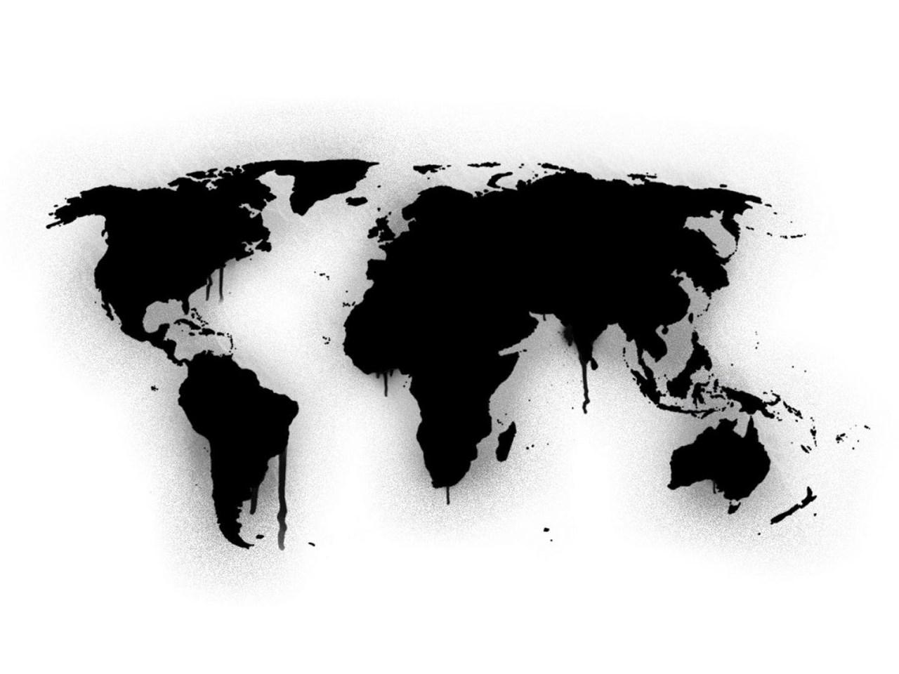 1280x960 World Map High Resolution Black On White HD Wallpaper Desktop Background