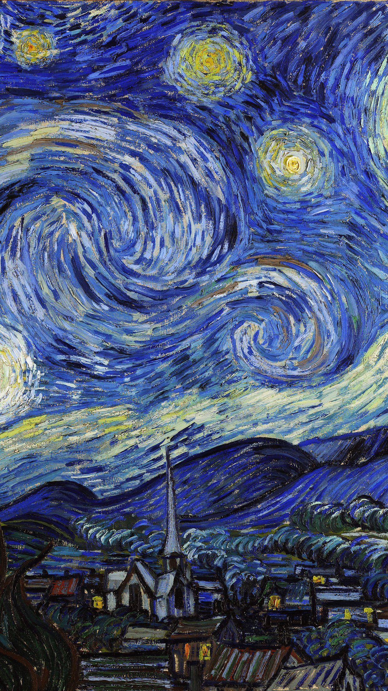 1242x2208 iPhone7papers van gogh starry night classic painting