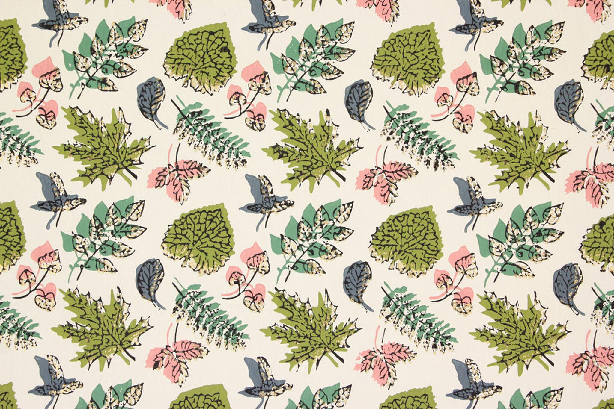 2048x1366 1940s Vintage Wallpaper Pink Green and Blue Leaves's Vintage Wallpaper
