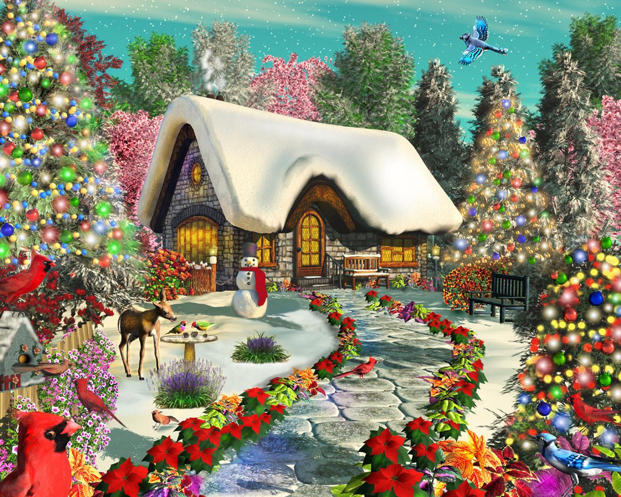 1280x1024 Snowy Delight Jigsaw Puzzle by Vermont Christmas Company