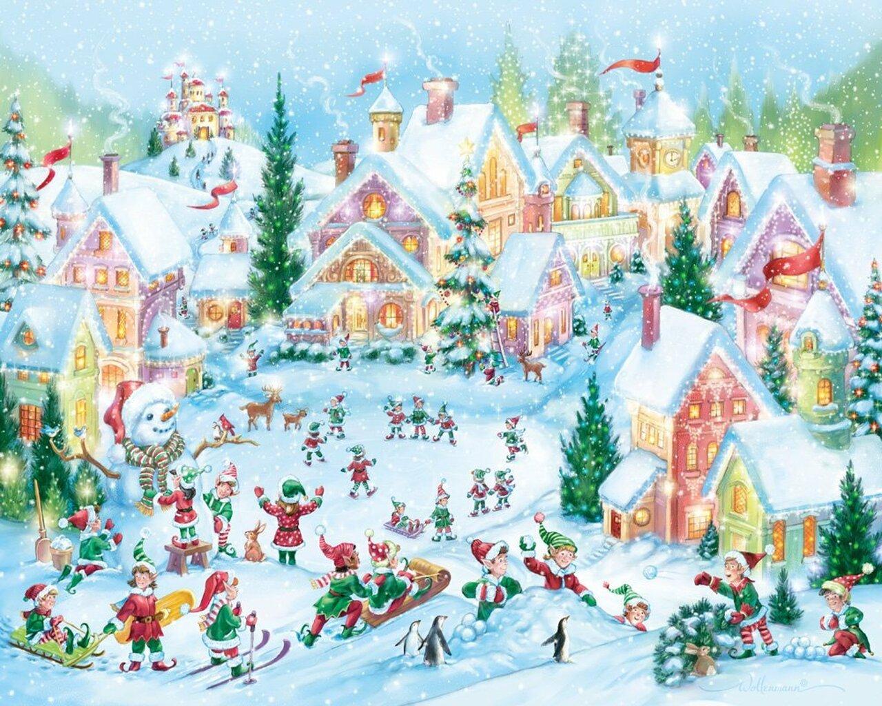 1280x1024 Elf Village Jigsaw Puzzle By Vermont Christmas Company