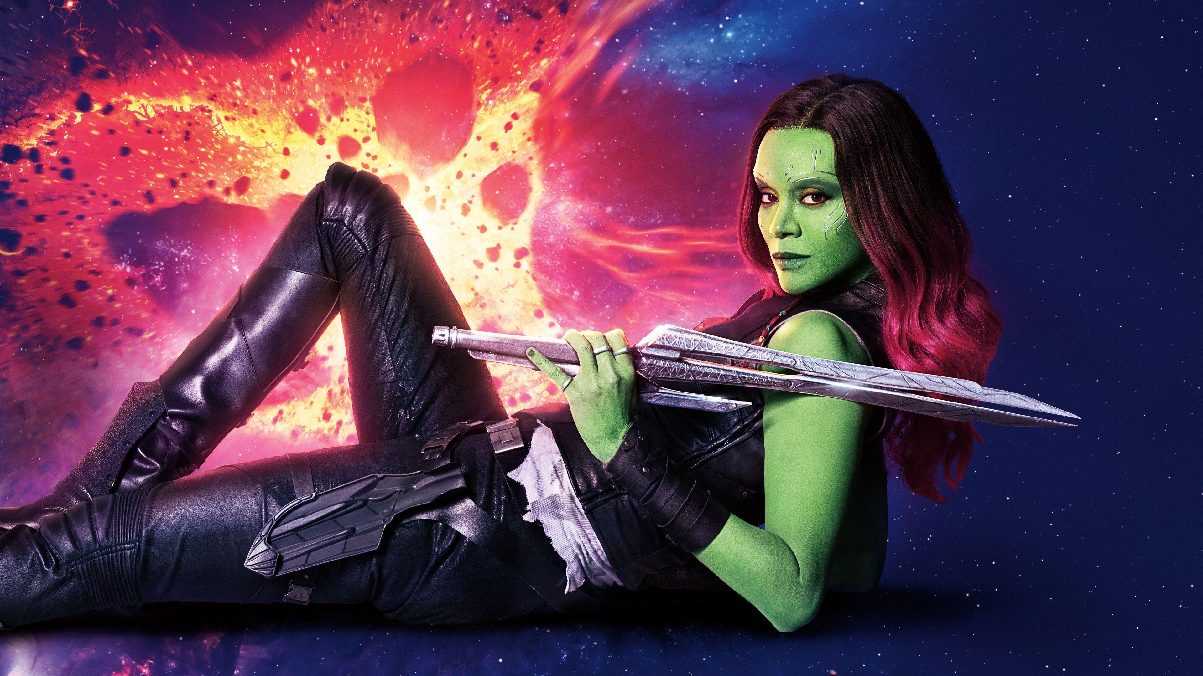 3840x2160 Wallpaper Zoe Saldana, Guardians of the Galaxy Vol. 2 3840x2160 UHD