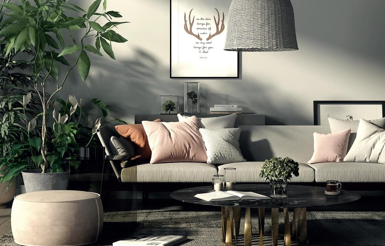 1332x850 Wallpaper comfort, interior, sofa, living room, bohemian chic of modern image for desktop, section интерьер