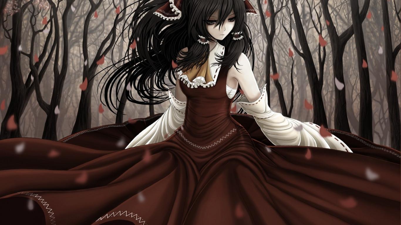 1366x768 Gothic Anime Girl Widescreen Wallpaper 21906