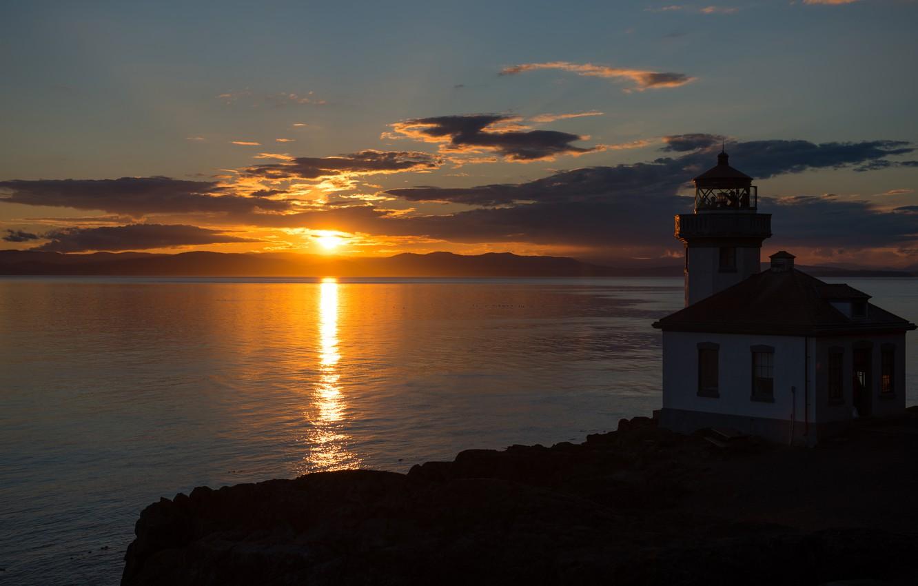 1332x850 Wallpaper sunset, San Juan, San Juan Island, coast, Washington state image for desktop, section пейзажи