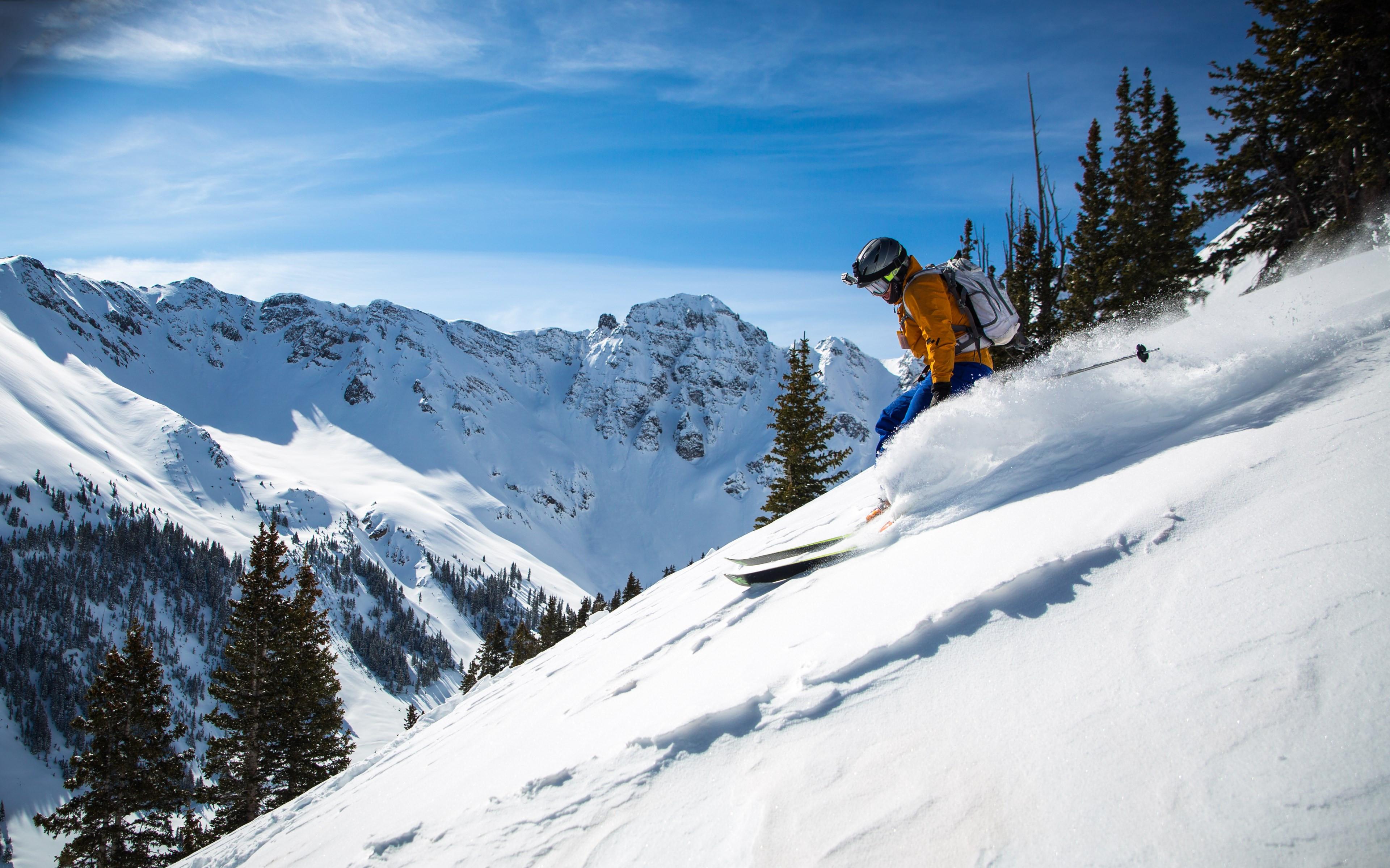 3840x2400 Download wallpaper: Skier on the San Juan mountains 3840x2400