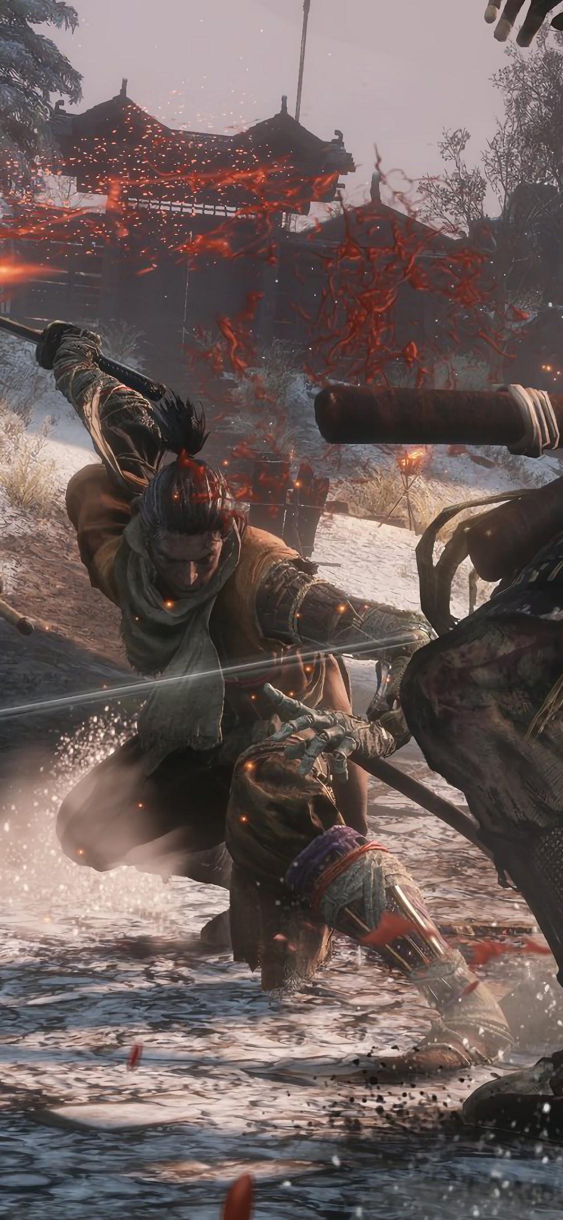1125x2436 Sekiro: Shadows Die Twice Fighting Samurais 4K Wallpaper