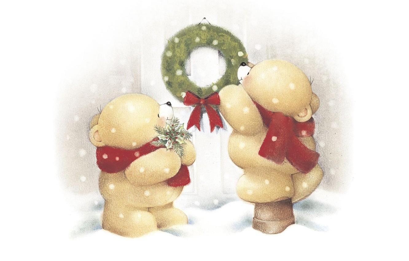 1332x850 Wallpaper winter, mood, holiday, Christmas, art, bear, New year, decoration, children's, Forever Friends Deckchair bear image for desktop, section новый год