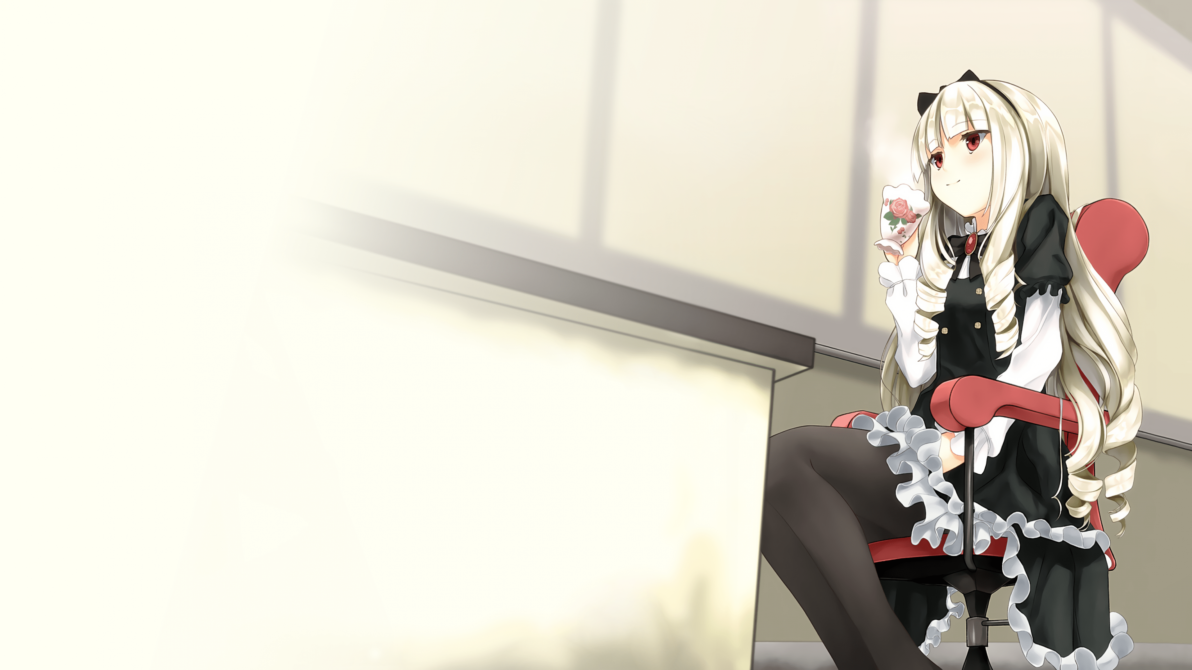 3840x2160 Download 3840x2160 Ogasawara Rinko, Shirobako, Dress, Driking, Smile, Blonde Wallpaper for UHD TV