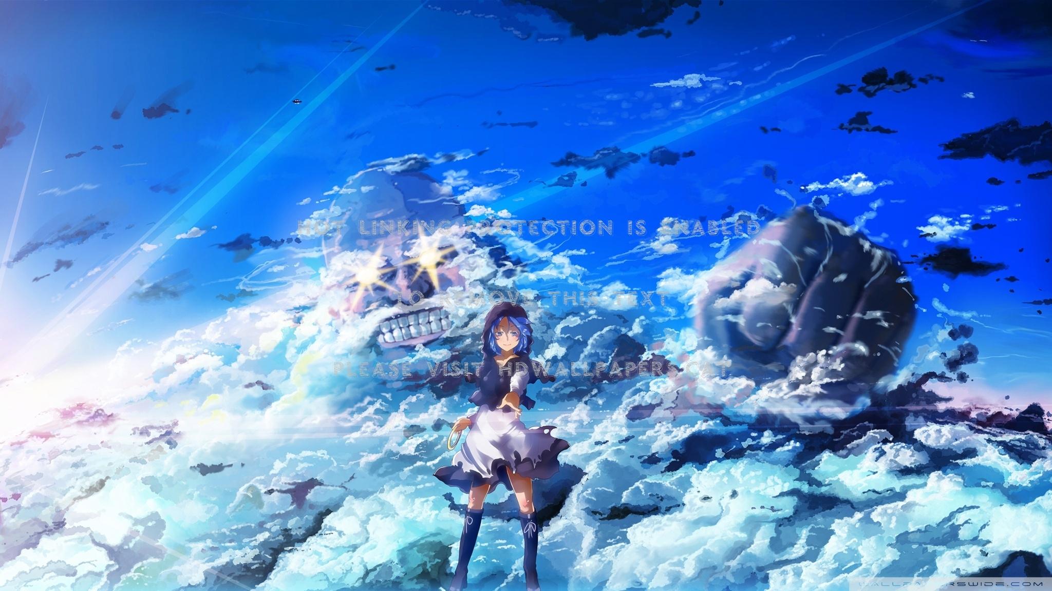 2048x1152 touhou fish ocean girl rock anime