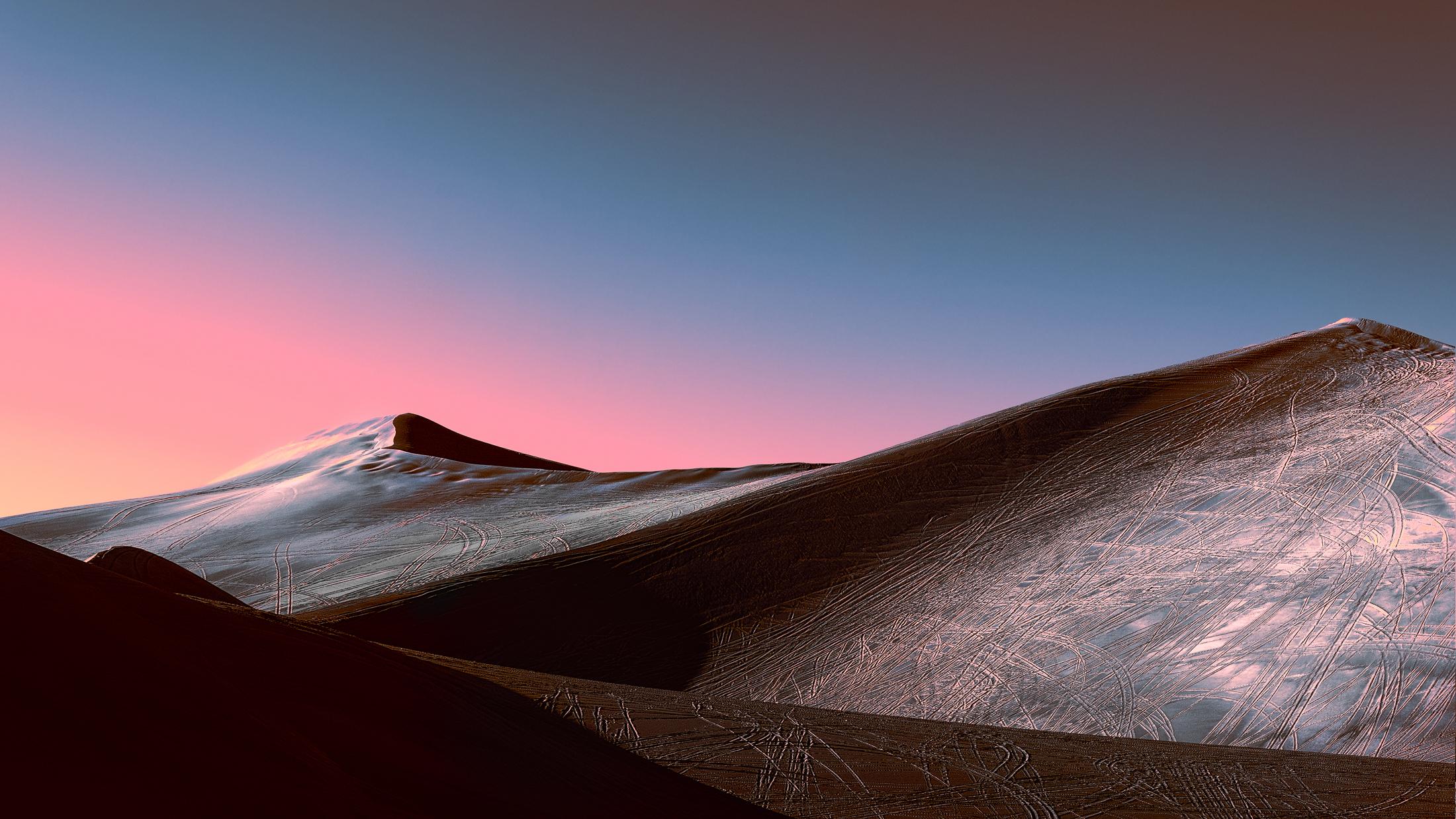 2200x1238 #Sunset, #Dunes, #Neon, #Desert. Mocah HD Wallpaper