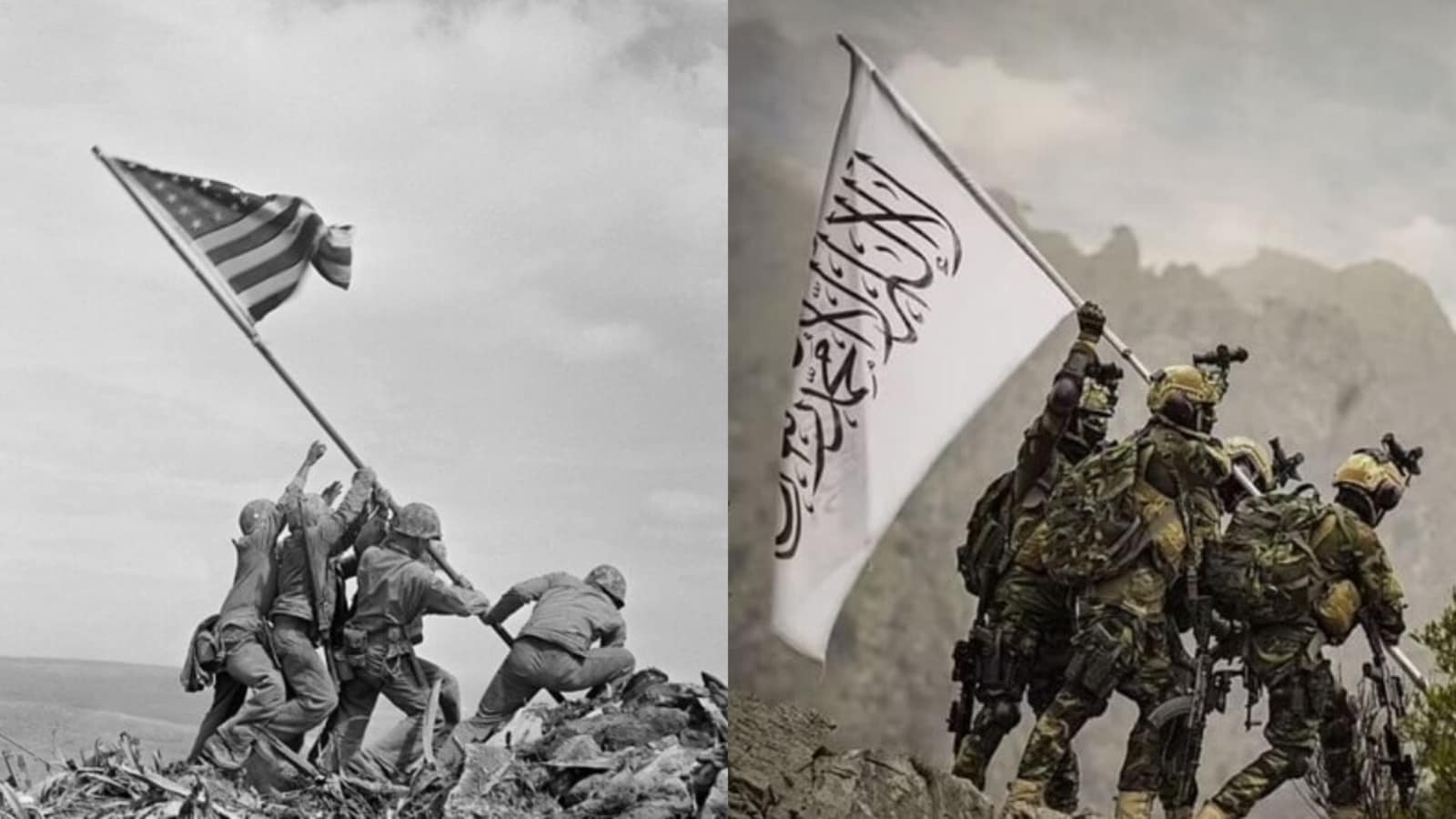1600x900 Taliban 'mock' US by copying famous WWII photo of troops raising flag at Iwo Jima