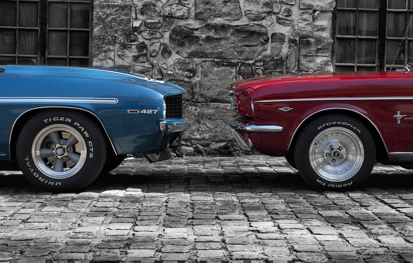 1332x850 Wallpaper two, Ford, mustang, Chevrolet, Camaro, muzzle image for desktop, section другие марки