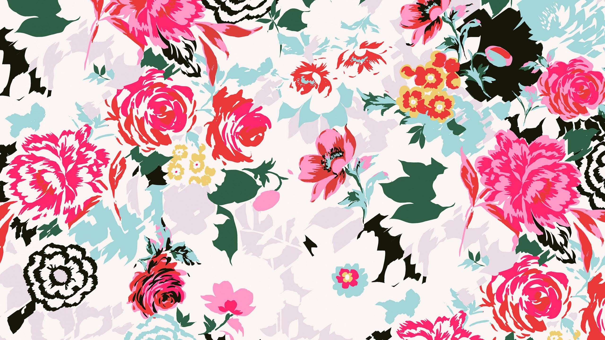 2560x1440 watercolour floral wallpaper, watercolor paint, garden roses, pink, flower, rose