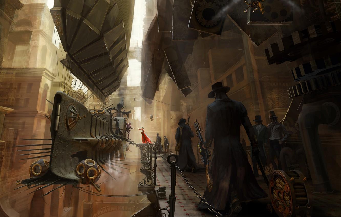 1332x850 Wallpaper figure, steampunk, airship image for desktop, section фантастика