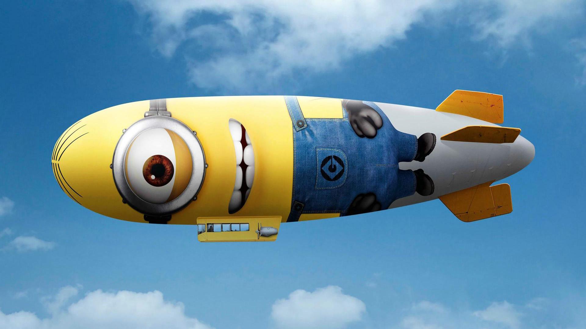 1920x1080 Despicable me little yellow people, airship, wallpaper