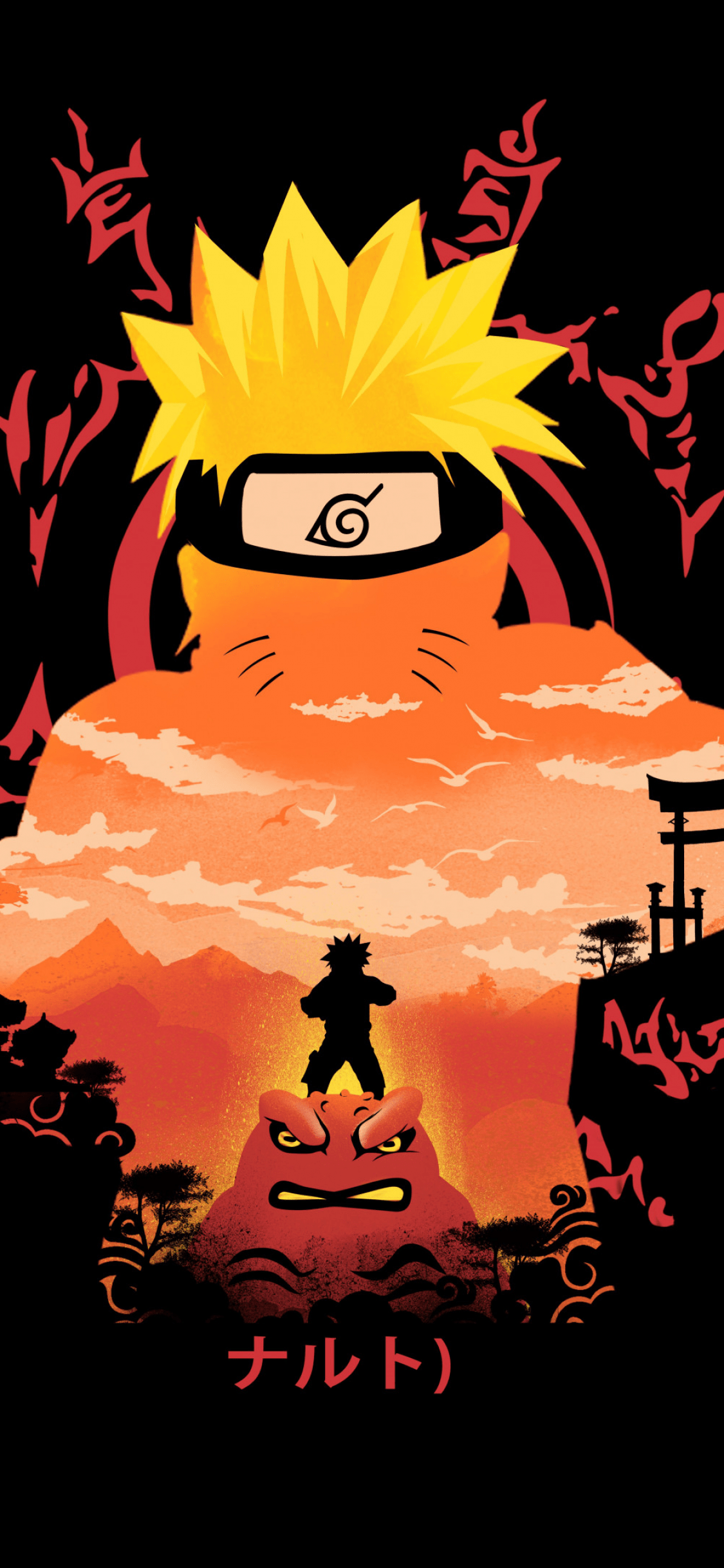 1125x2436 Naruto Wallpaper 4K, Digital Art, Black Background, AMOLED, Black Dark
