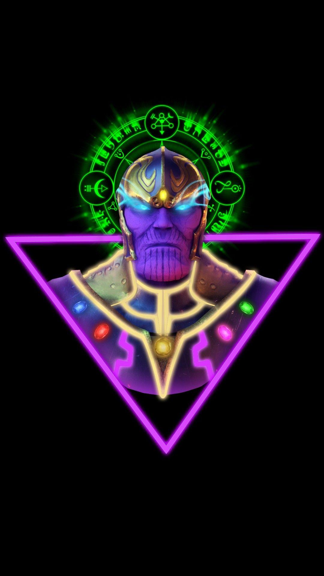 1080x1920 Neon Thanos. Neon, Avengers characters, Neon wallpaper