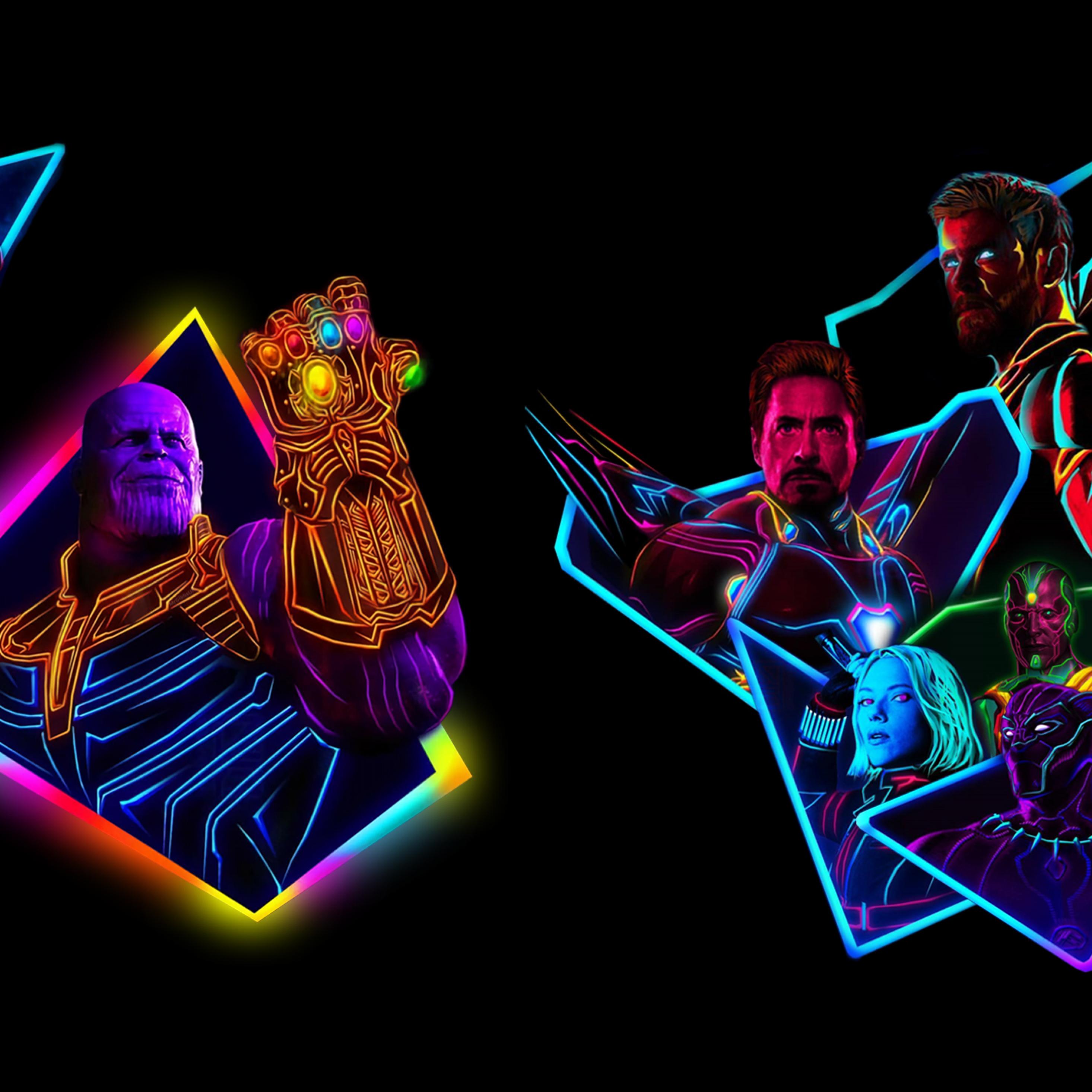 2932x2932 Avengers Infinity War Neon Wallpaper Download