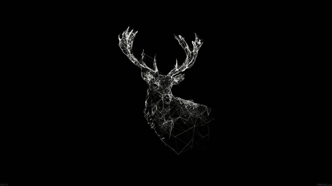 1366x768 Cerf Animal Illust Sombre. Desktop Wallpaper Black, Computer Wallpaper Desktop Wallpaper, Desktop Wallpaper Macbook