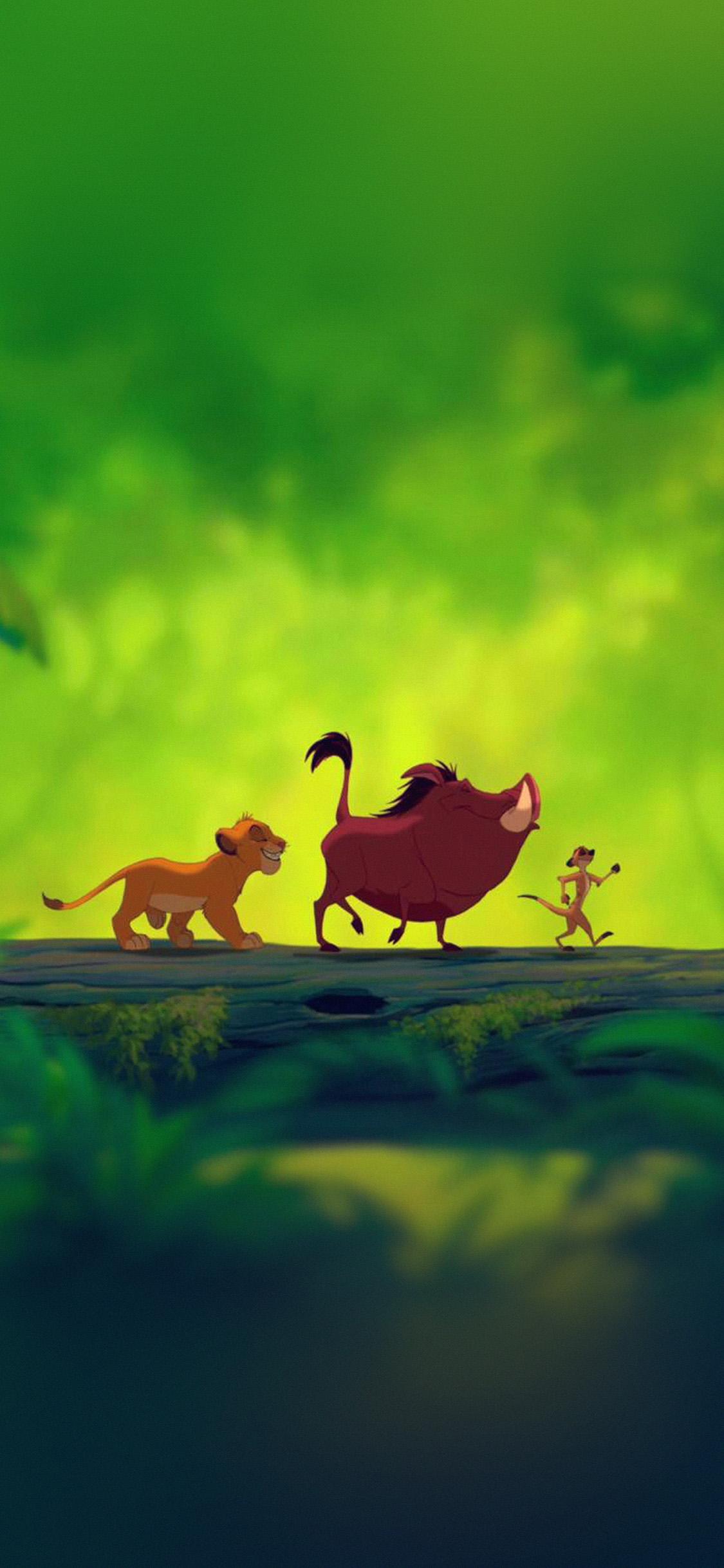 1125x2436 iPhone X wallpaper. disnay hakuna matata simba cute animal art illustration