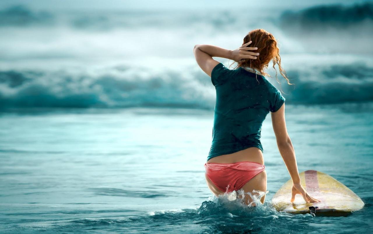 1280x804 Surf girl wallpaper. Surf girl