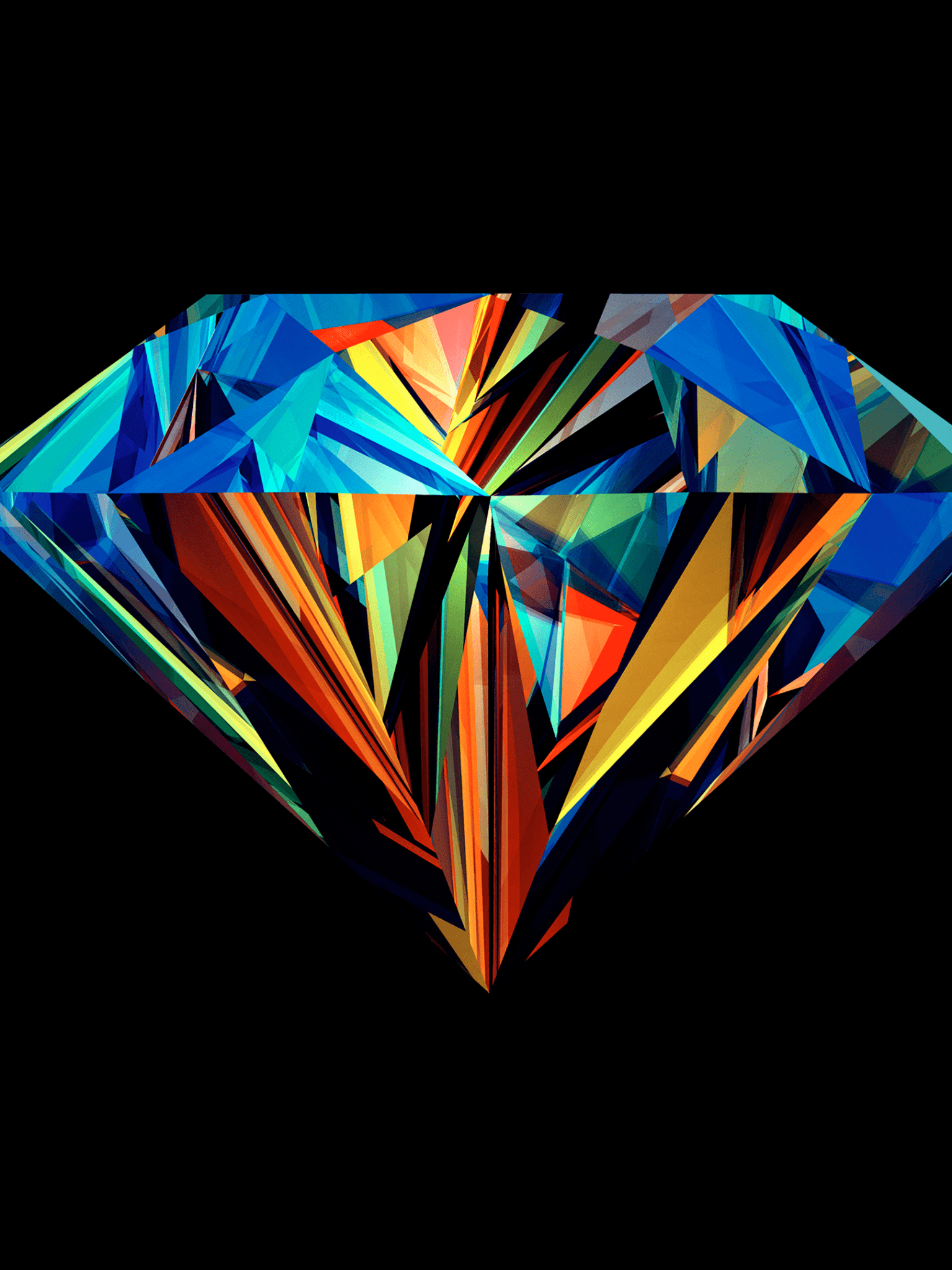 1536x2048 Diamond Wallpaper 4K, Low Poly, Colorful, Artwork, AMOLED, Black Dark