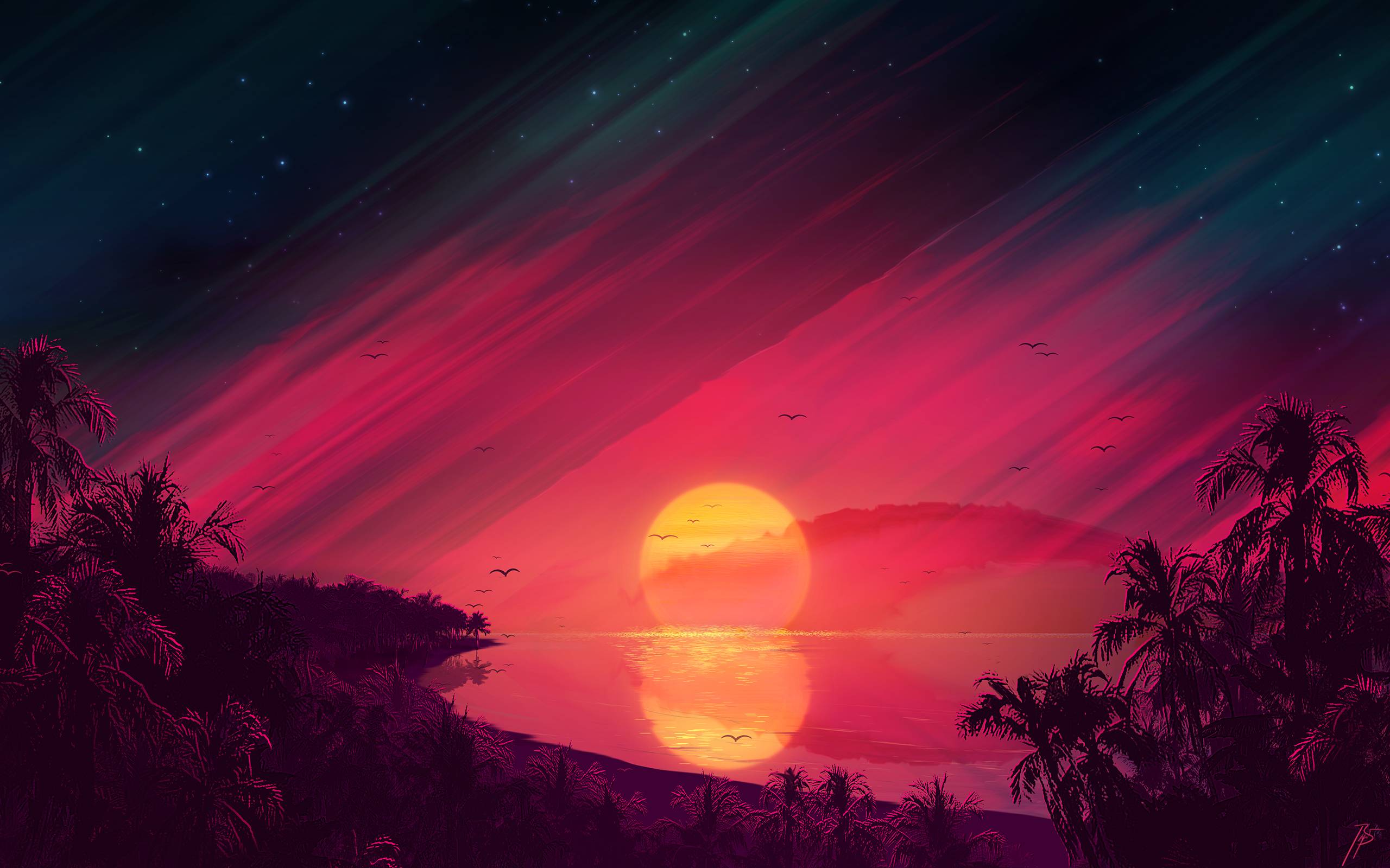 2560x1600 Retro Beach Art Wallpaper, HD Artist 4K Wallpaper, Image, Photo and Background