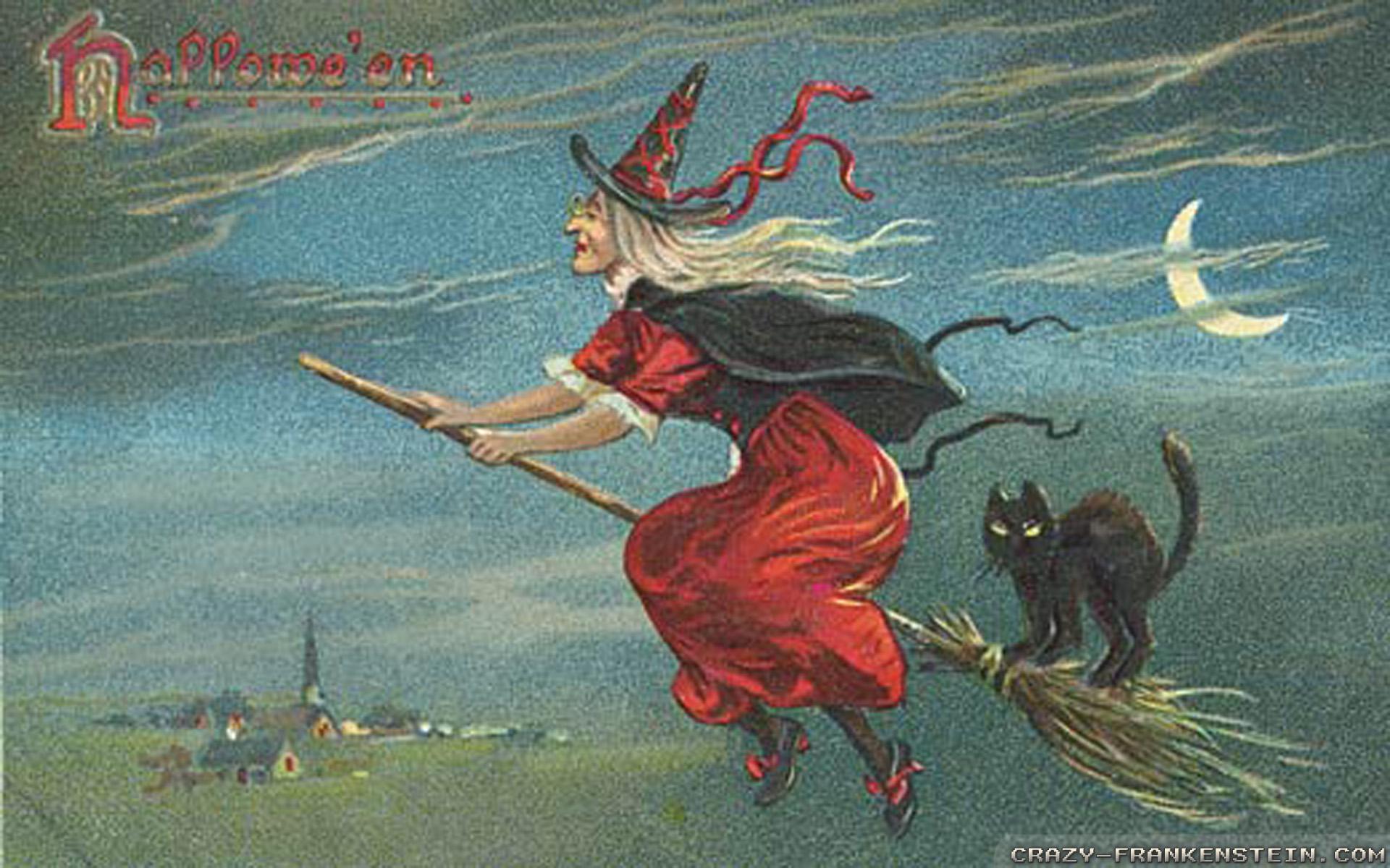 1920x1200 Vintage Halloween Witch Wallpaper