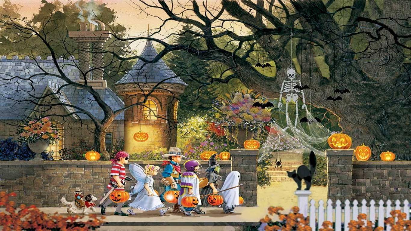 1366x768 Pin Disney Halloween Desktop Wallpaper. Halloween jigsaw puzzles, Halloween desktop wallpaper, Halloween puzzles