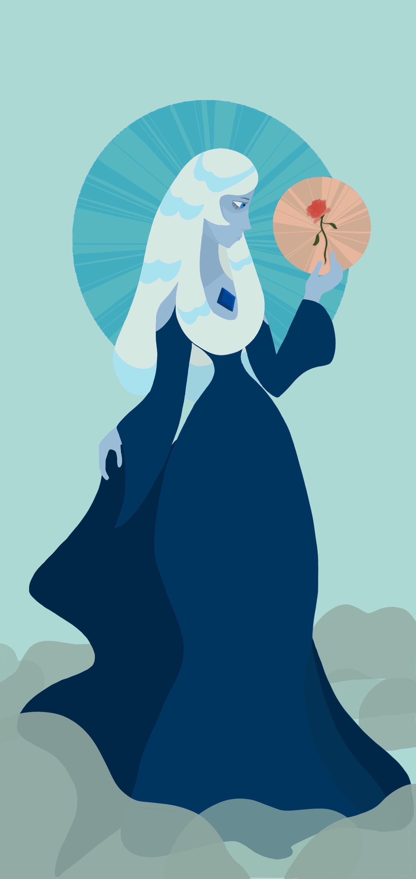 1440x3040 Simplistic Blue Diamond wallpaper I made with Procreate. Not sure if done completely, please give critics and tips!