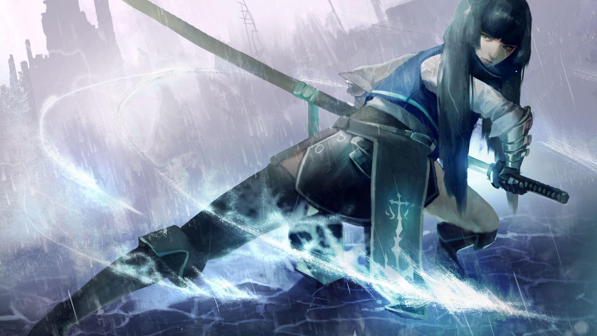 1920x1080 Desktop Wallpaper Samurai, Anime Girl, Art, Sword, HD Image, Picture, Background, 1129d9