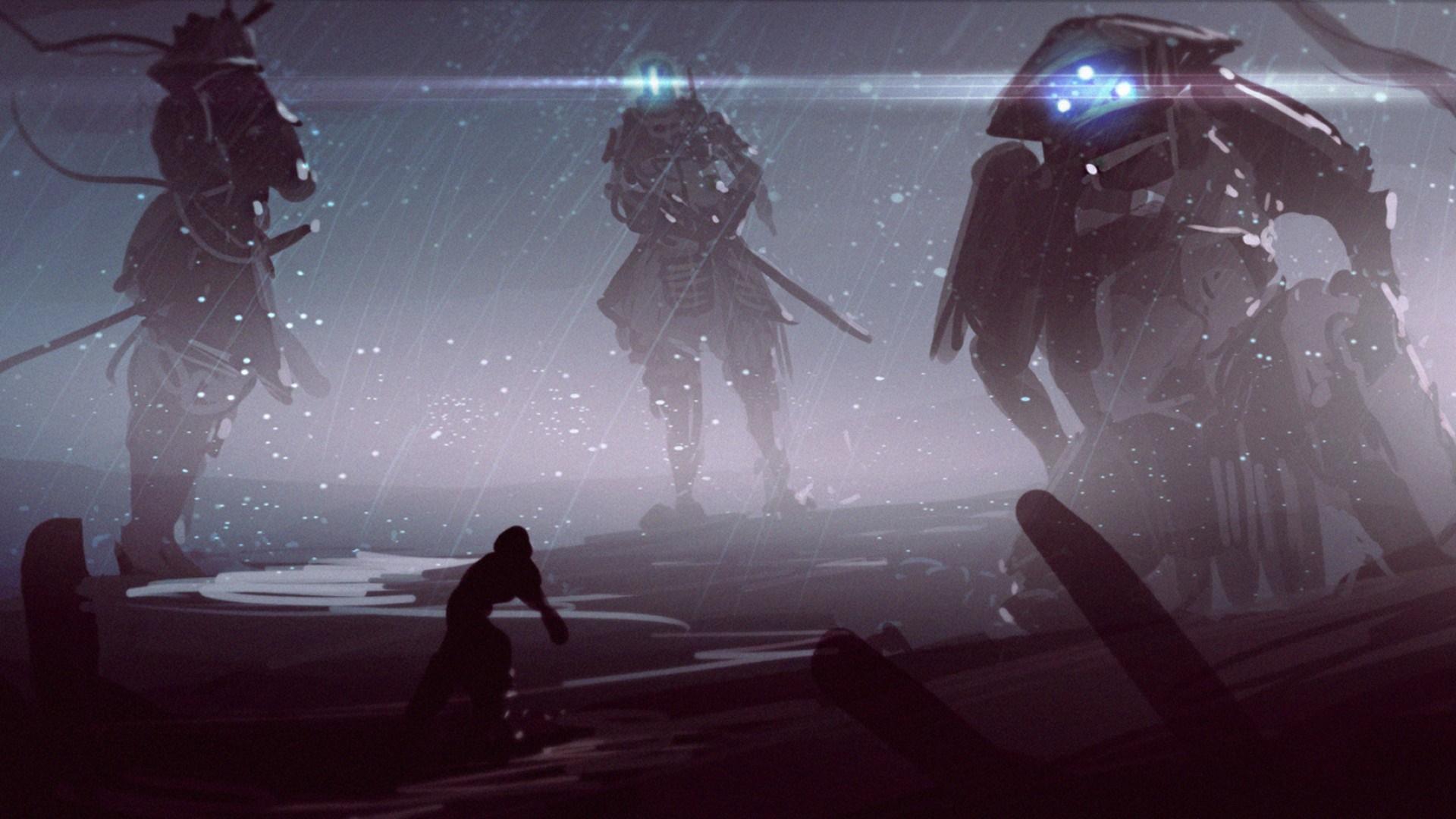 1920x1080 anime, artwork, samurai, darkness, screenshot, computer wallpaper. Mocah HD Wallpaper