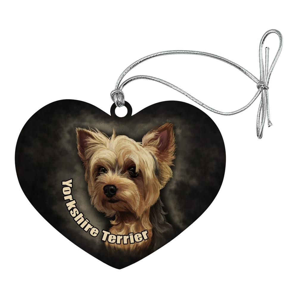 1001x1001 Yorkshire Terrier Yorkie Dog Pet Heart Love Wood Christmas Tree Holiday Ornament